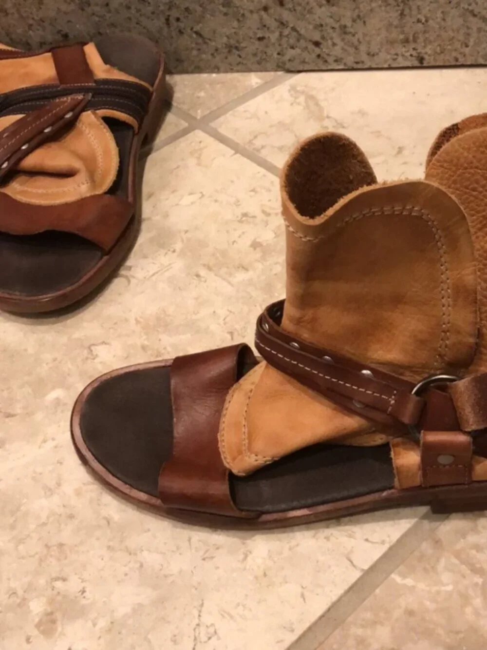 Free People Everything Went West leather studded harness bootie gladiator sandal